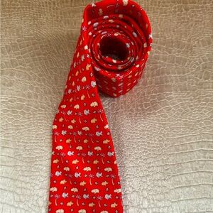 Ferragamo hippo and snails geometric 100pc silk tie.